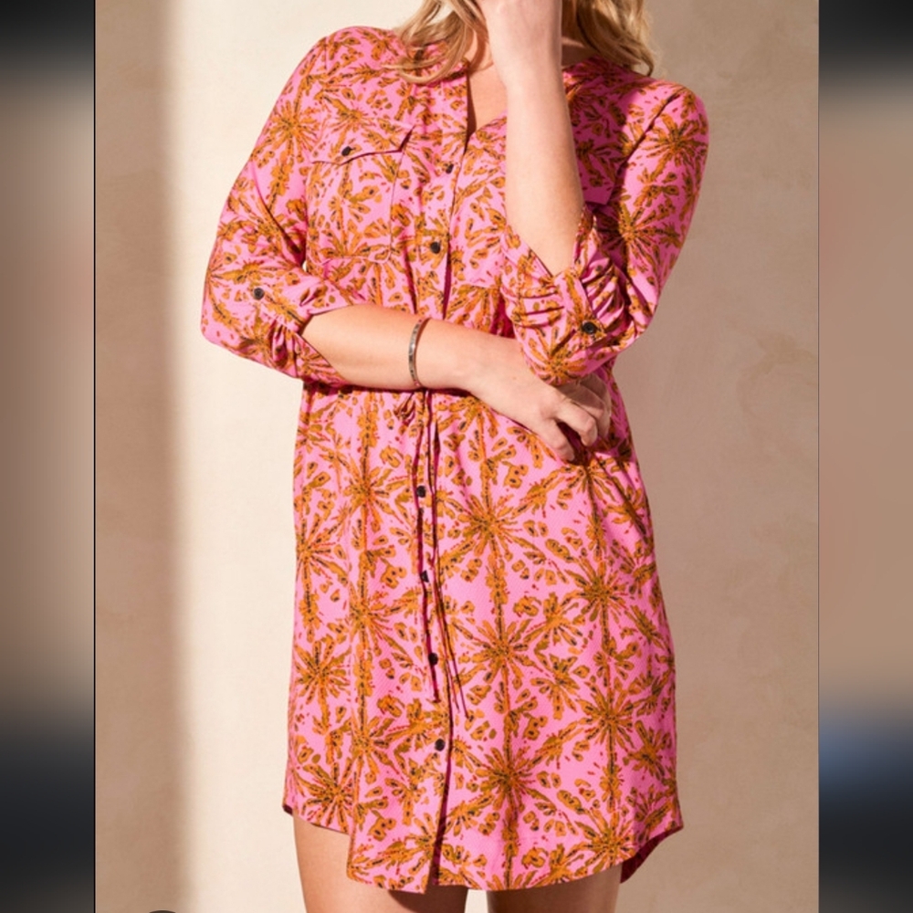Tribal Pink and Orange Long Sleeve Dress